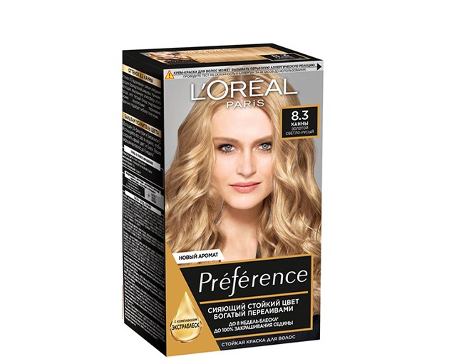 Loreal Paris Preference თმის საღებავი N 8.3 